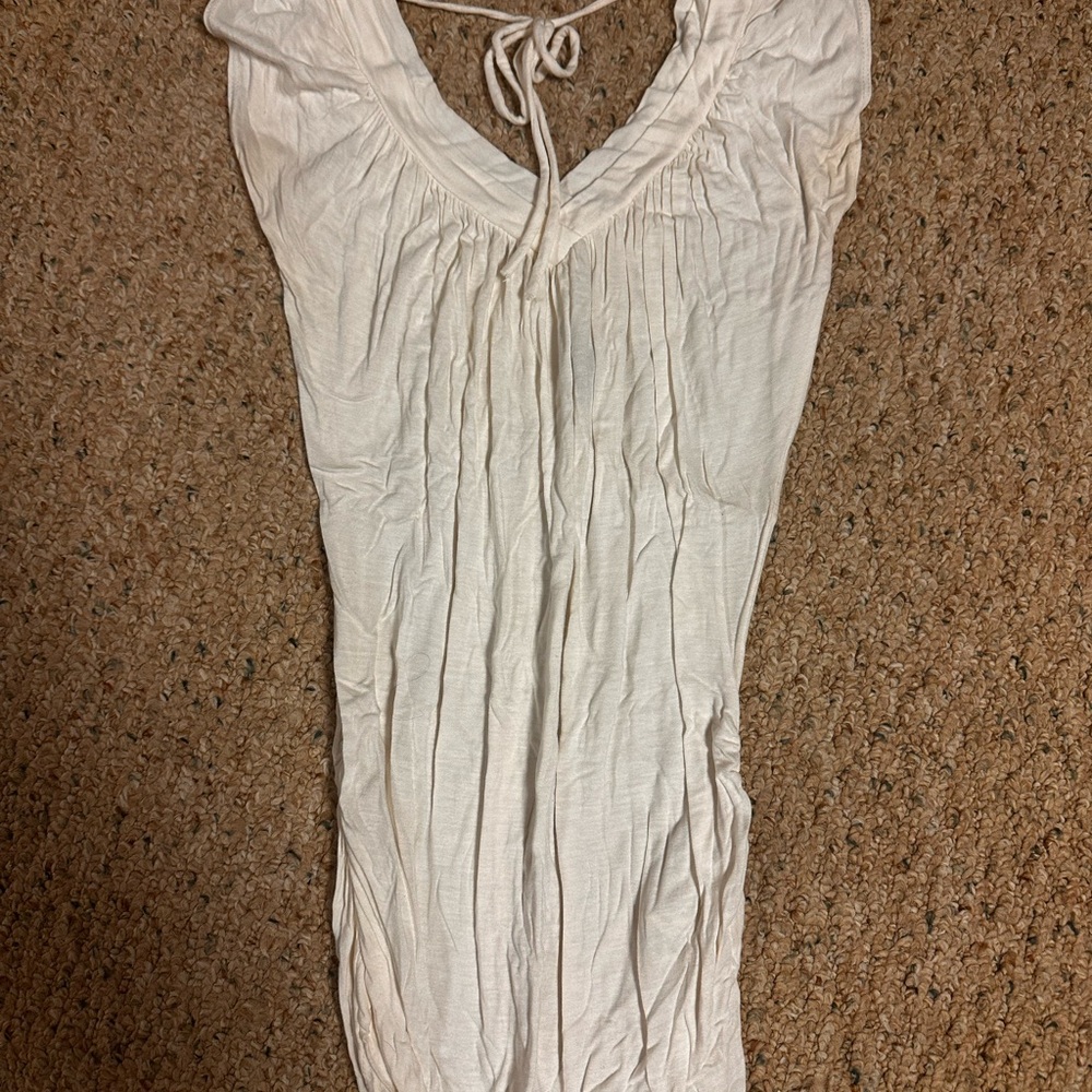 ICON Cream Ruched V-Neck Top